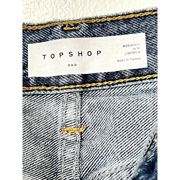 NWT Topshop Mid Rise Loose Fit Dad jeans Blue Washed Womens Size 2 - Picture 6 of 8